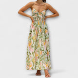 Annalise - Buntes bedrucktes Maxikleid mit Schlitz