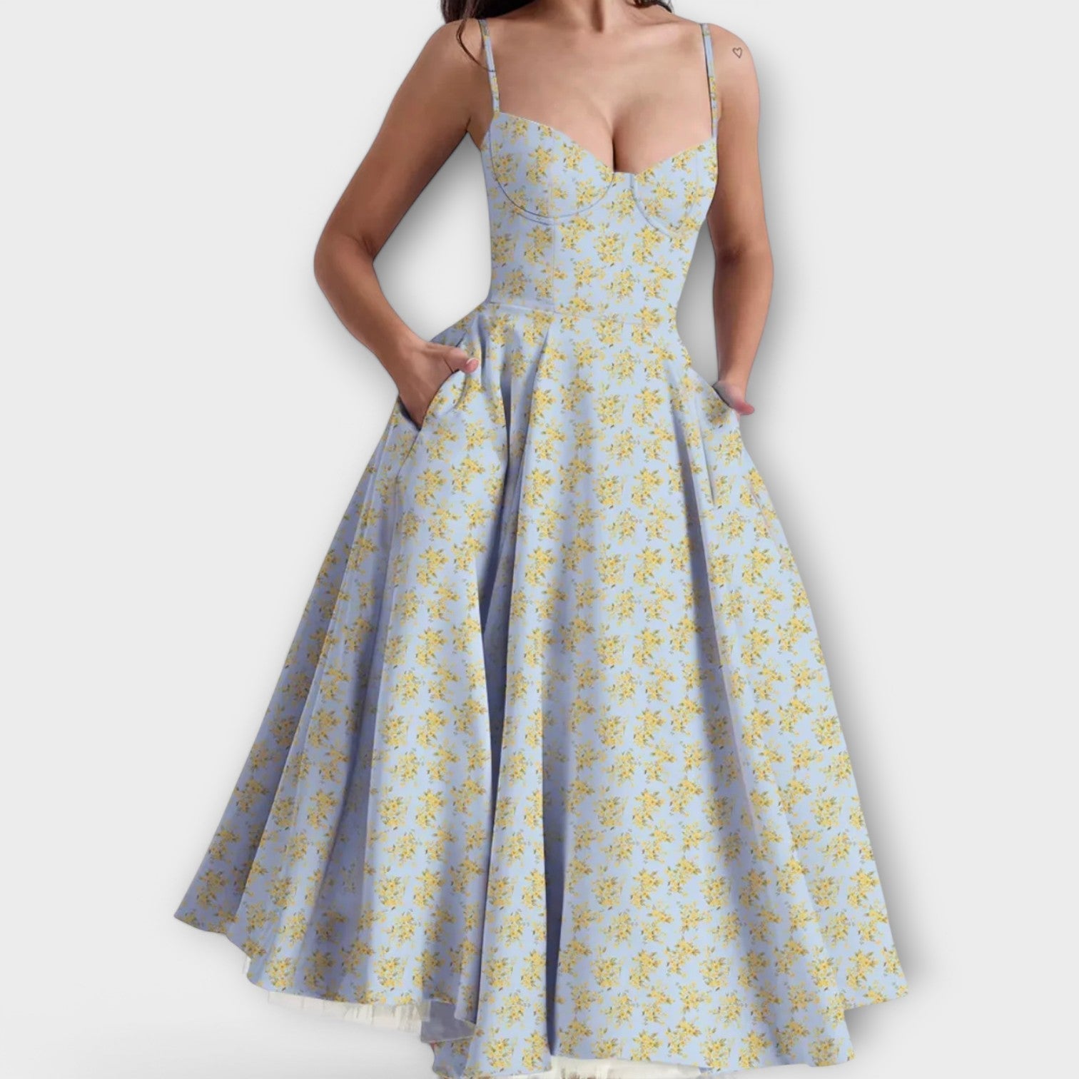 Mélie - Schwarzes Sommerkleid mit Korsett-Detail