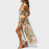 Annalise - Buntes bedrucktes Maxikleid mit Schlitz
