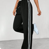 Lara | Damen Jogginghose Wide Leg Seitenstreifen