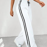 Lara | Damen Jogginghose Wide Leg Seitenstreifen