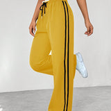 Lara | Damen Jogginghose Wide Leg Seitenstreifen