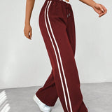 Lara | Damen Jogginghose Wide Leg Seitenstreifen