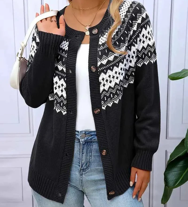 Acryl-Cardigan mit geometrischem Muster Damen