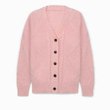 Damen Casual Cardigan aus mehrfarbigem Kabelstrick