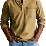 Philipp | Herren Lässiges Langarm-Henleyshirt