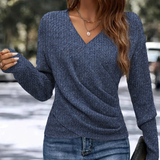 Nora | Damen Pullover V-Ausschnitt Wickeloptik Langarm