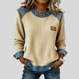 Delancine™ | Waffelstrick-Sweatshirt im Patchwork-Design