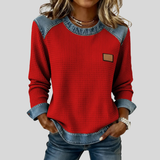 Delancine™ | Waffelstrick-Sweatshirt im Patchwork-Design