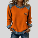 Delancine™ | Waffelstrick-Sweatshirt im Patchwork-Design