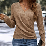 Nora | Damen Pullover V-Ausschnitt Wickeloptik Langarm