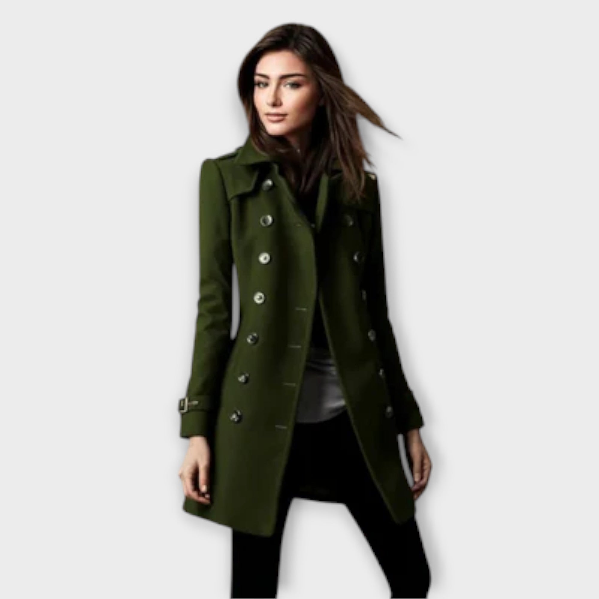 Linda - Blauer doppelreihiger Trenchcoat