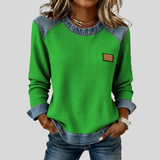 Delancine™ | Waffelstrick-Sweatshirt im Patchwork-Design