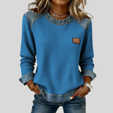Delancine™ | Waffelstrick-Sweatshirt im Patchwork-Design