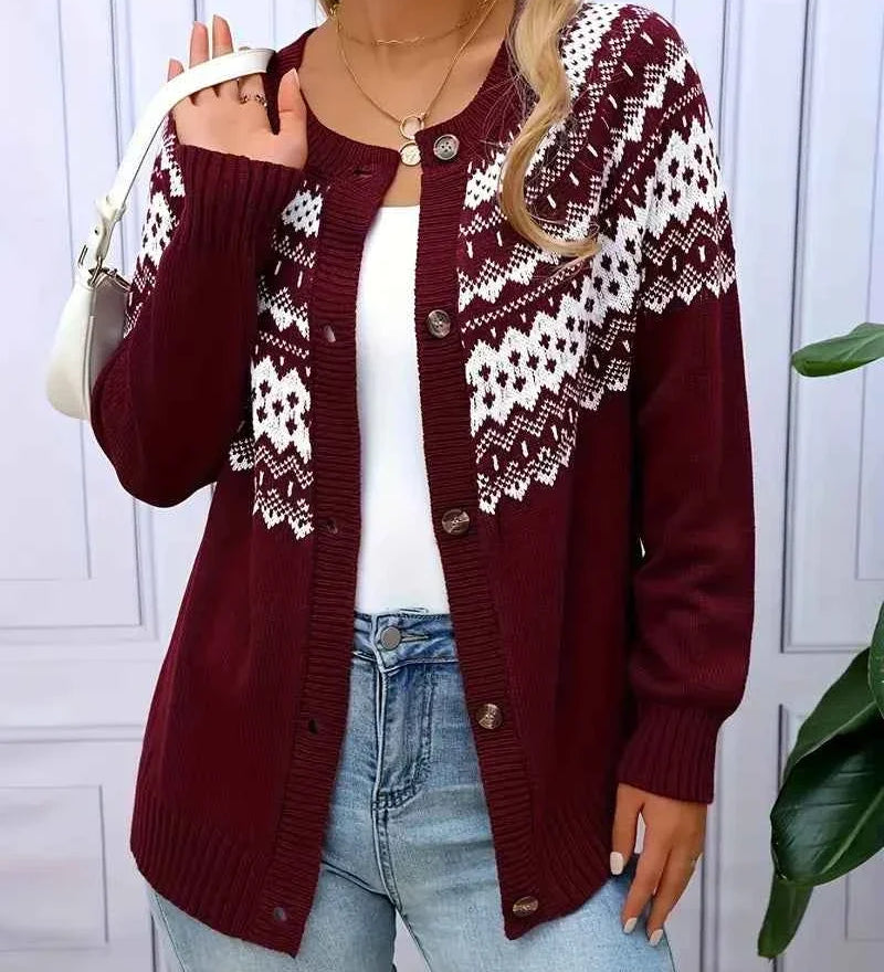 Acryl-Cardigan mit geometrischem Muster Damen