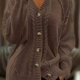 Damen Casual Cardigan aus mehrfarbigem Kabelstrick