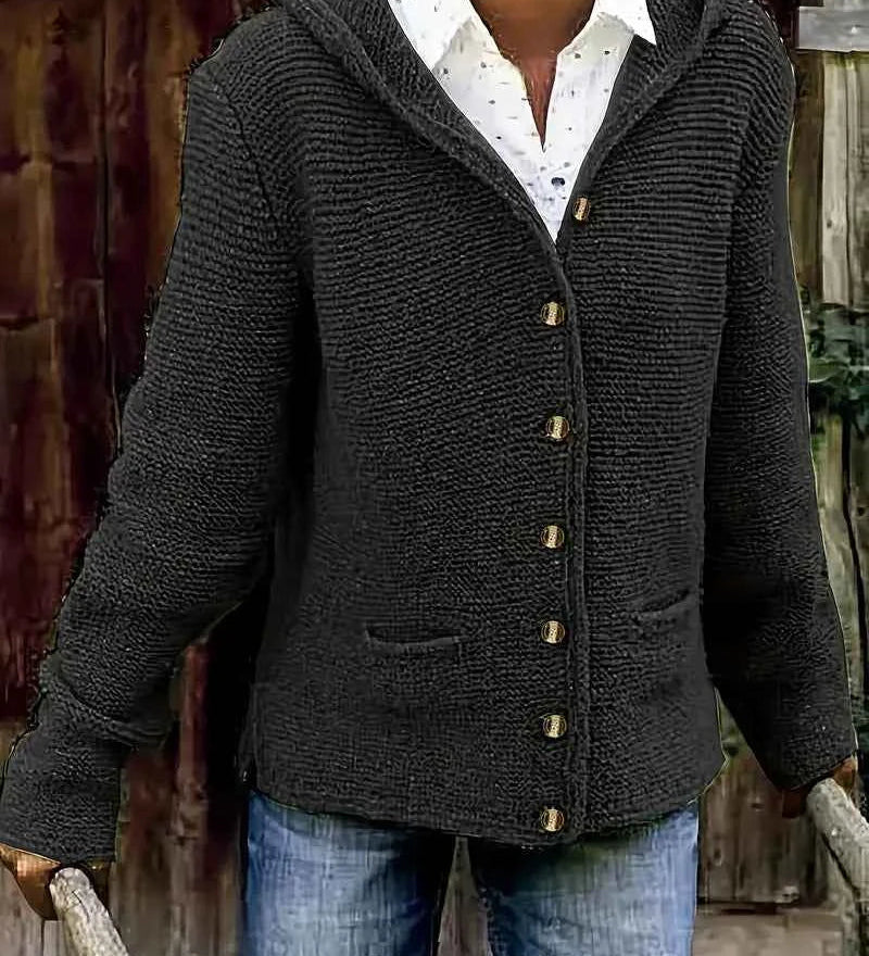 Schicke Langarm-Strickjacke mit Kapuze für elegante Alltagslooks Damen