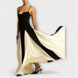 Ember - Schwarz-cremes A-Linien-Maxikleid mit Tüll