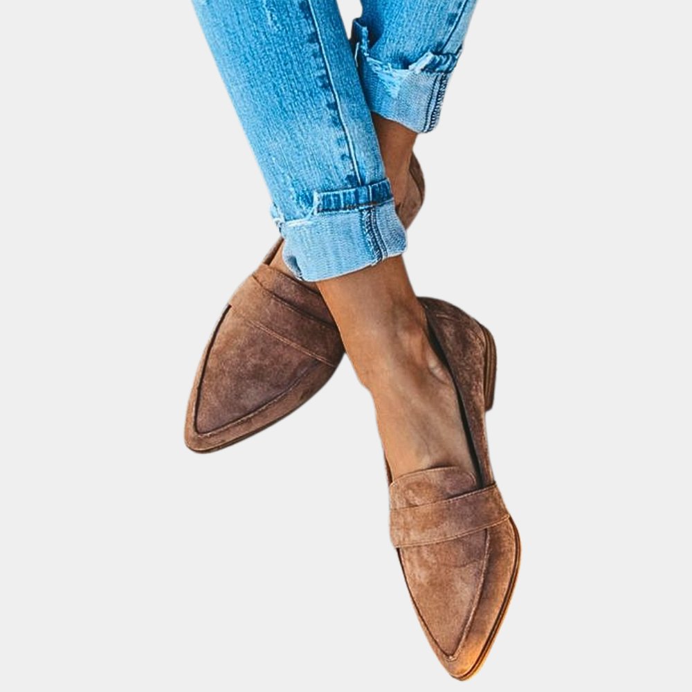 Ottilie - Schwarze Spitze Wildleder-Loafer