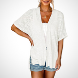 Schick, fließend fallender Kurzarm-Cardigan Damen