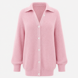 Damen Cardigan mit Kragen und Knopfleiste