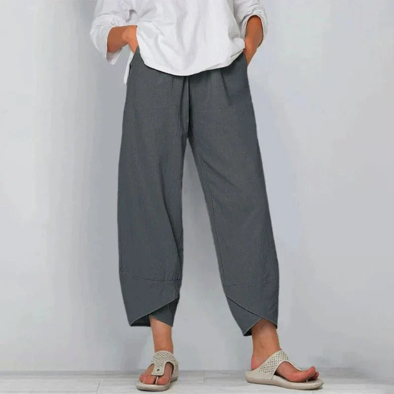 Hella | Weite, asymmetrische Cropped-Hose für Damen