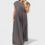 Zairelle - Schwarzes elegantes Plisseekleid