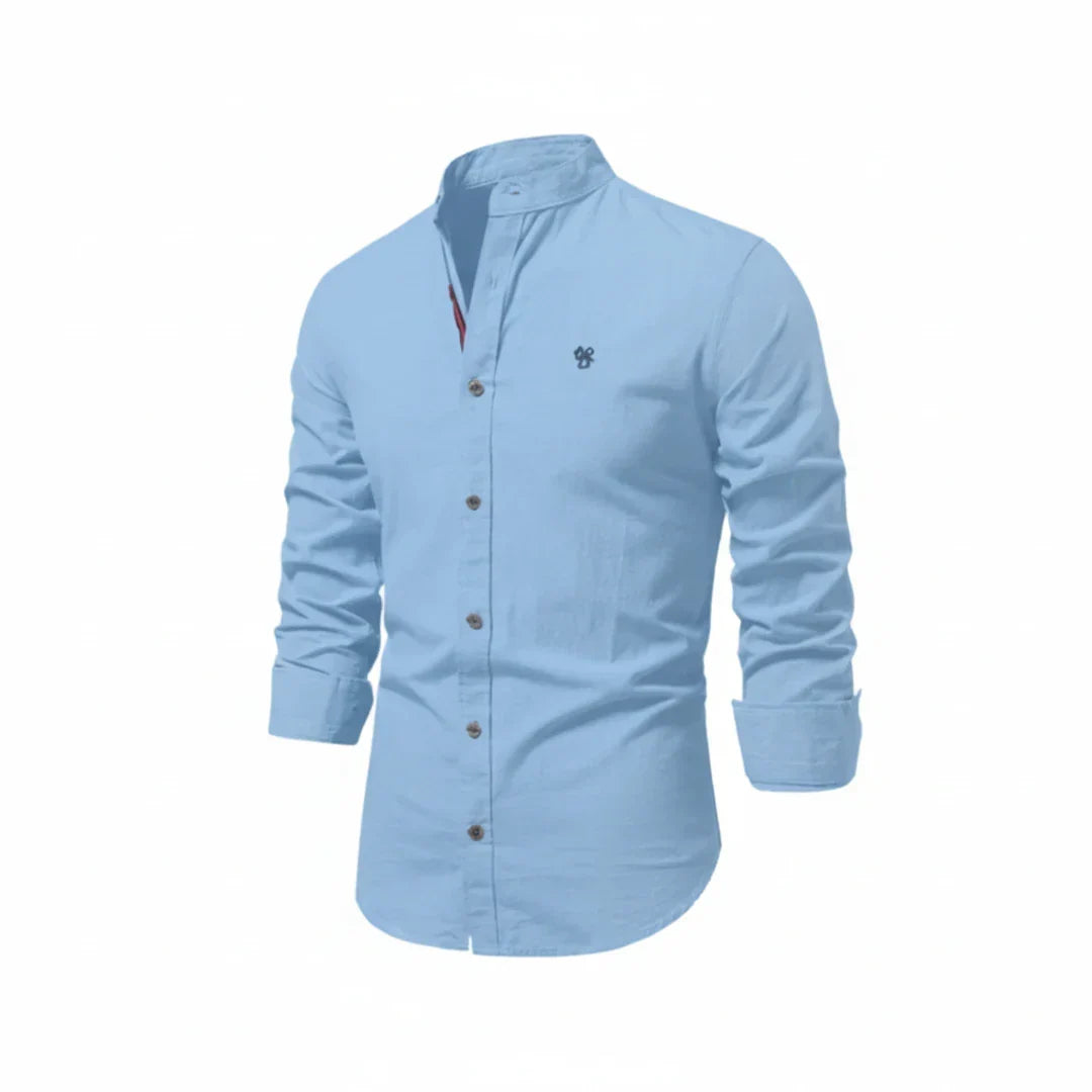 Yannick | Herren Stehkragen Knopfleiste Freizeit Shirt