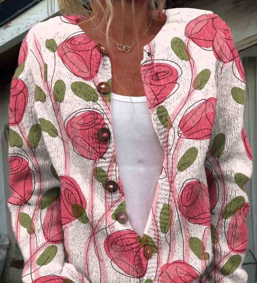 Chic und Casual Damen-Cardigan mit Digitaldruck