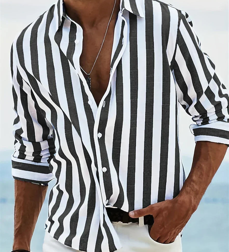 Adrian | Gestreiftes Herren Button-Down Freizeithemd