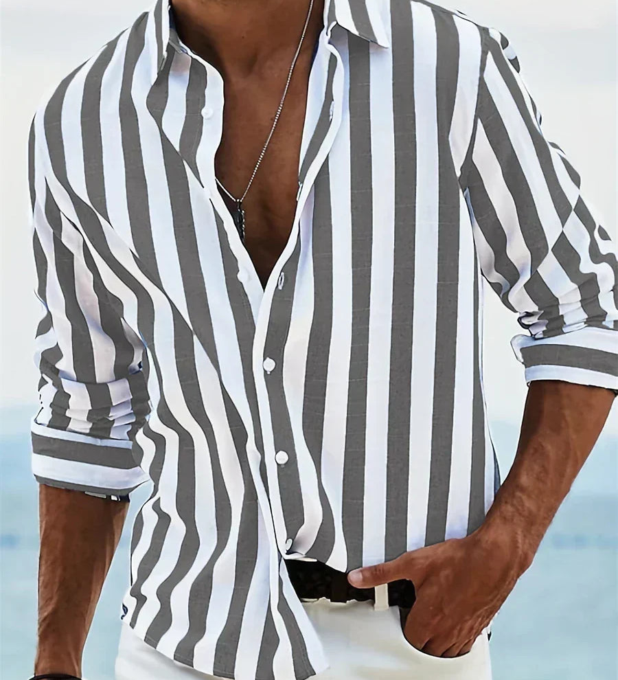 Adrian | Gestreiftes Herren Button-Down Freizeithemd