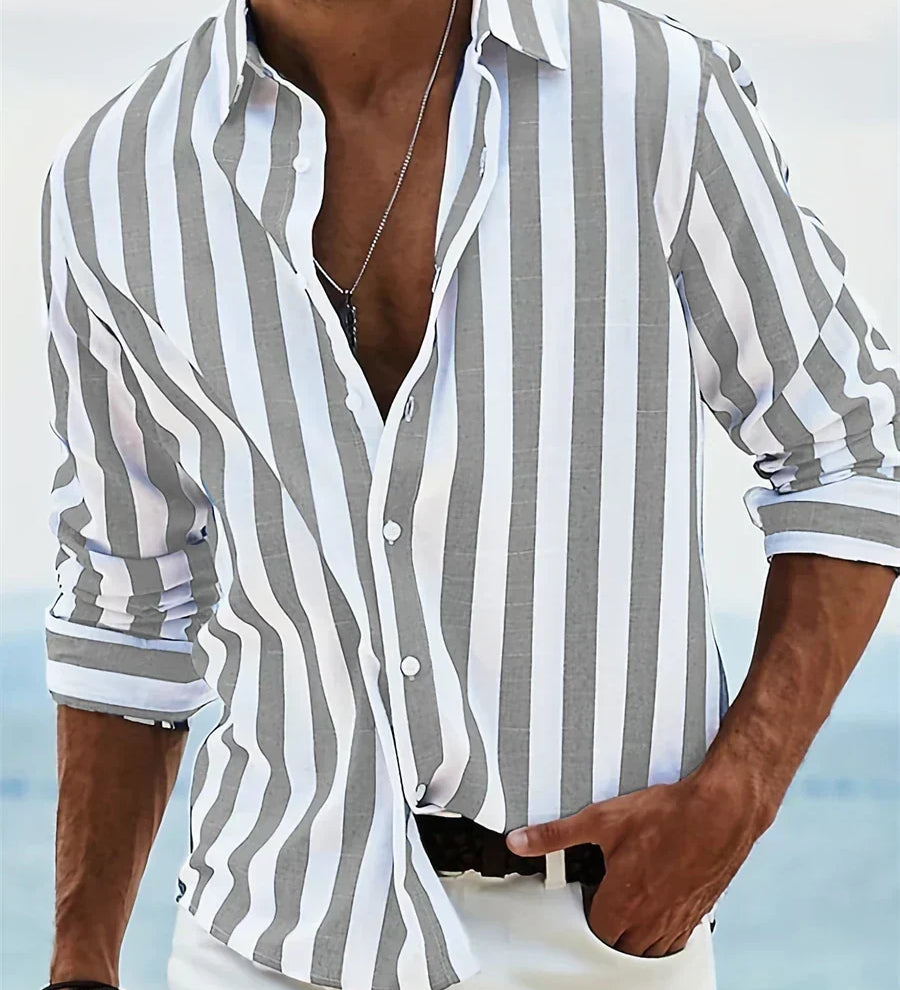 Adrian | Gestreiftes Herren Button-Down Freizeithemd