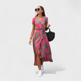 Lila Rosa - Pinkes Boho-Kleid mit Blütenmuster