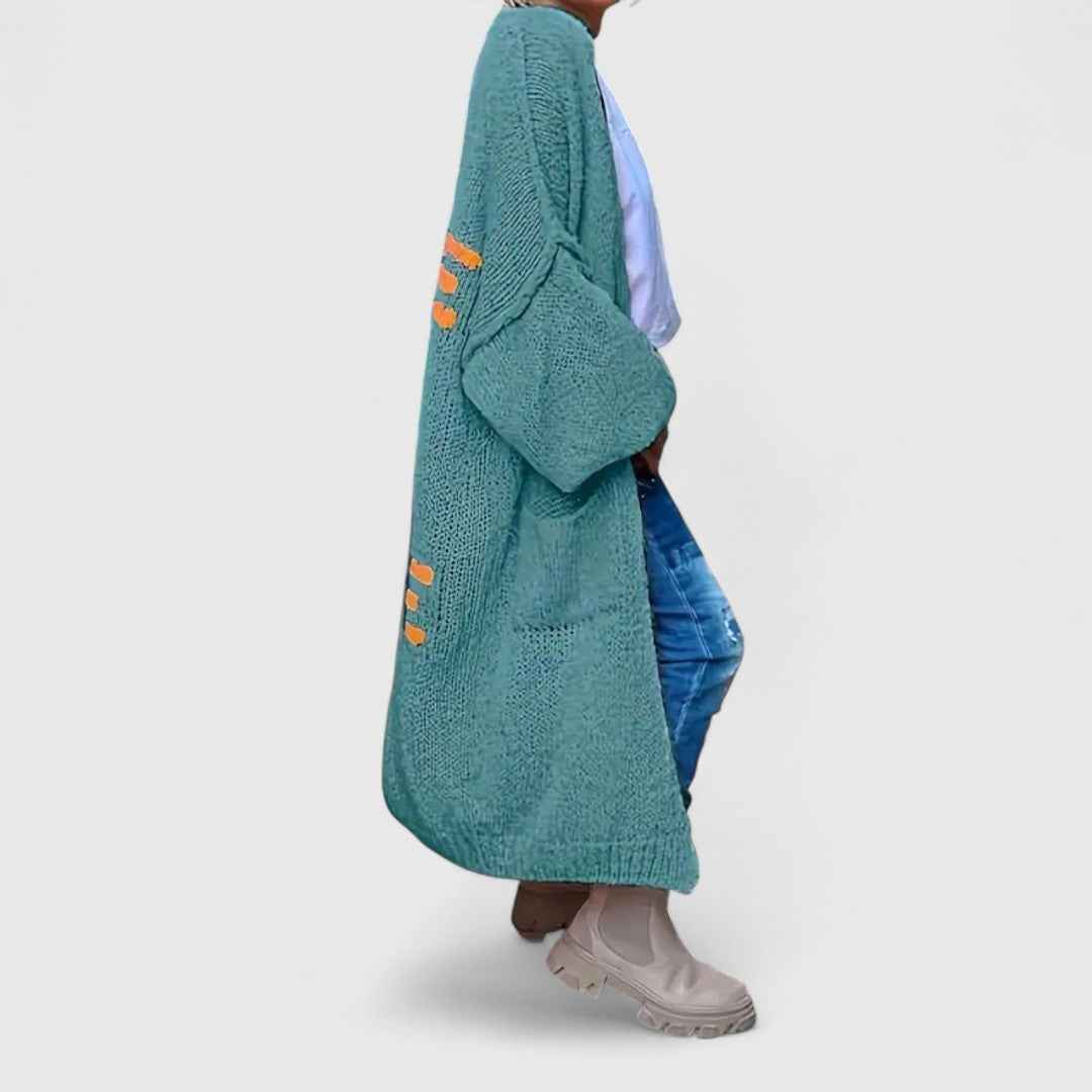 Stylischer Patchwork-Strick-Cardigan für kuscheligen Chic Damen