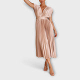 Maria - Altrosa stilvolles Faltenkleid