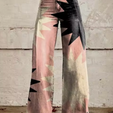 Elegante weite Hose mit fröhlichem buntem Druck für einen frischen Look