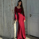 Adelgunde | Damen Langarm Maxikleid mit eleganter Silhouette