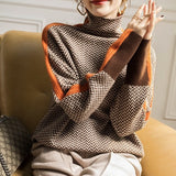 Aldrica | Damen Rollkragen-Pullover Fischgrätmuster