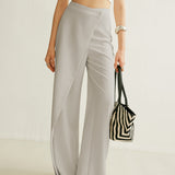 Arya | Damen High Waist Hose, asymmetrischer Wickelschnitt weit