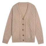Damen Casual Cardigan aus mehrfarbigem Kabelstrick
