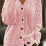 Damen Casual Cardigan aus mehrfarbigem Kabelstrick
