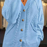 Damen Casual Cardigan aus mehrfarbigem Kabelstrick