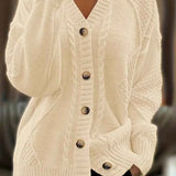Damen Casual Cardigan aus mehrfarbigem Kabelstrick