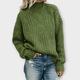 Harper - Schwarzer kuscheliger Pullover mit Zopfmuster