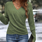 Nora | Damen Pullover V-Ausschnitt Wickeloptik Langarm