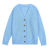 Damen Casual Cardigan aus mehrfarbigem Kabelstrick
