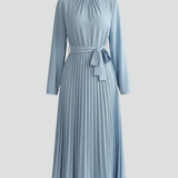 Emilia | Damen Plissee Midikleid Langarm