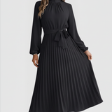 Emilia | Damen Plissee Midikleid Langarm