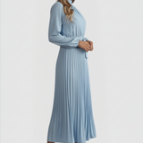 Emilia | Damen Plissee Midikleid Langarm