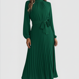 Emilia | Damen Plissee Midikleid Langarm